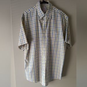 Brooks Brothers Plaid Yellow/Blue Large Dress Shirt